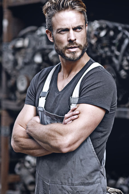 A man with grey apron